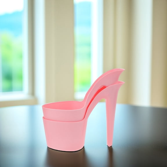 LOLIPPYY 2Pcs High Heel Shaped Flowerpot Plastic Pink Boot Shaped Planter for Patio Decor 10.6*8.5*4.7in