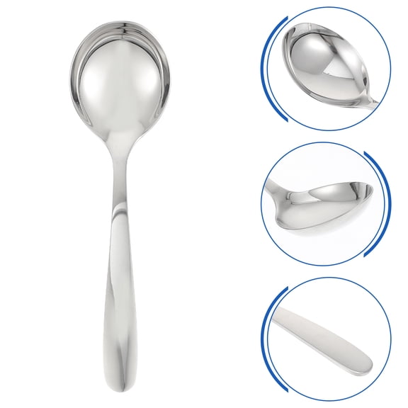 LOLIPPYY 2Pcs Household Stainless Steel Rice Spoon Smooth Polished Surface Silver Color