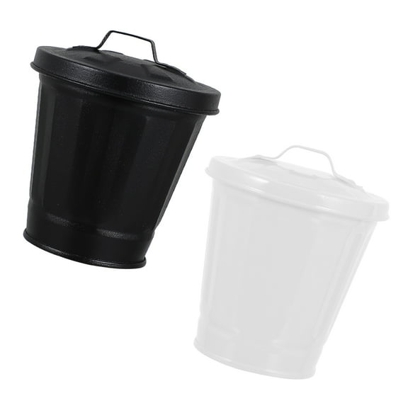 LOLIPPYY 2Pcs Household Trash Can Assorted Color Lightweight Portable Iron Trash Container