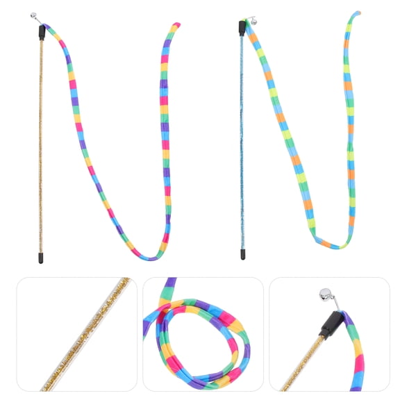 LOLIPPYY 2-Pack Indoor Cat Teaser Toys with Bell String to Help Reduce Biting and Encourage Playful Behavior