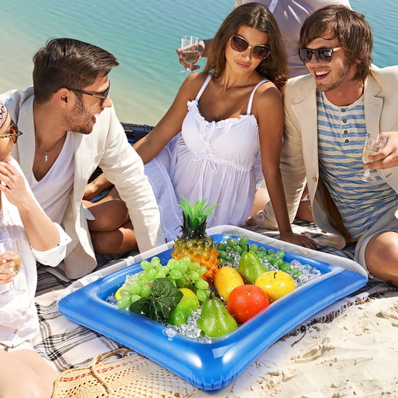 LOLIPPYY Inflatable Pool Party Serving Bar Tray with Large Capacity Drink Holder for Outdoor Fun