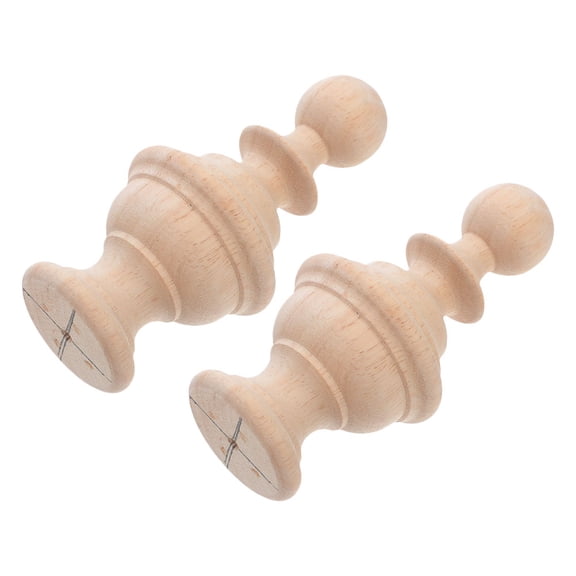 LOLIPPYY 2-Pack Khaki Wood Staircase Finials Decorative Handrail Post Caps for Home and Stair Railings