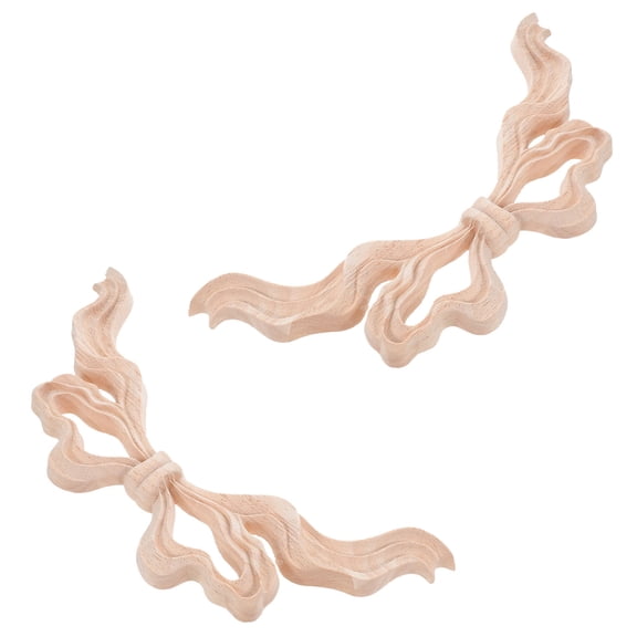 LOLIPPYY 2Pcs Khaki Wood Carving Applique Panels Decorative Pieces for Cabinets and Dressers