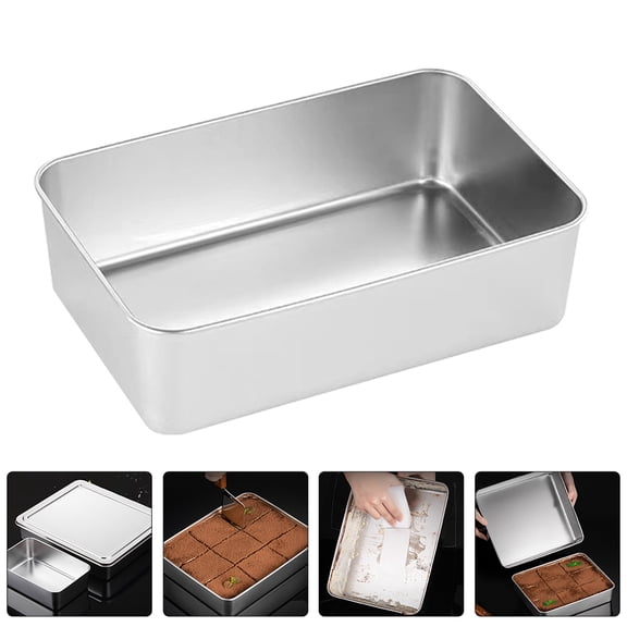 LOLIPPYY Set of 2 Rectangle Baking Pans Stainless Steel Non-Stick Bakeware for Home Kitchen