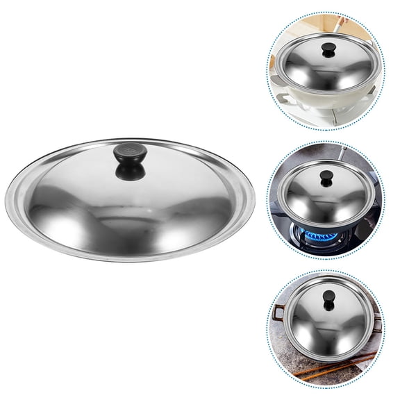 LOLIPPYY 2Pcs Kitchen Stainless Steel Pot Lid Replacement with Ergonomic Knob Plated Silver Finish