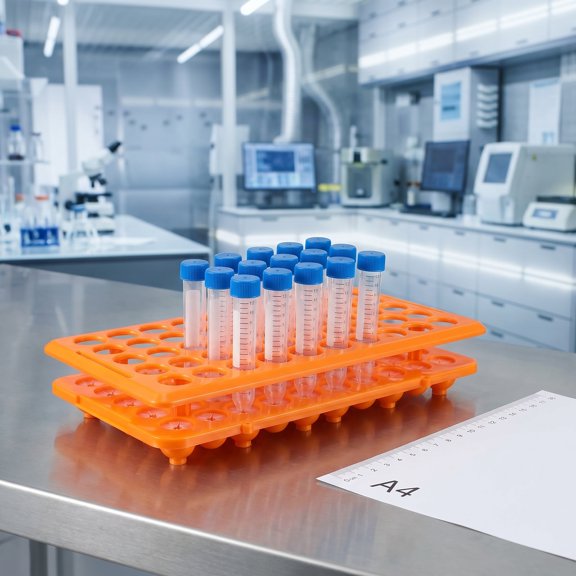 LOLIPPYY 2Pcs Lab Sample Tube Holder Orange PP Material with Stable Multilayer Structure and Drainage Design