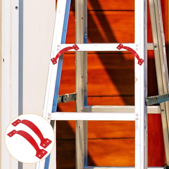 LOLIPPYY 2Pcs Ladder Pull Handles Red Stainless Steel Safety Grips for Step and Telescopic Ladders