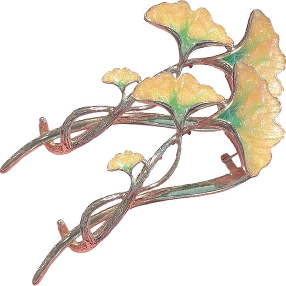 LOLIPPYY 2Pcs Leaf Hair Bun Holder Multi Color Ginkgo Hair Accessories for Wedding Banquets