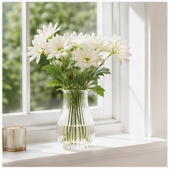 LOLIPPYY 2-Piece Artificial White Daisy Flowers, Lifelike Faux Floral Stems for Outdoor Wedding Decor Porch Display
