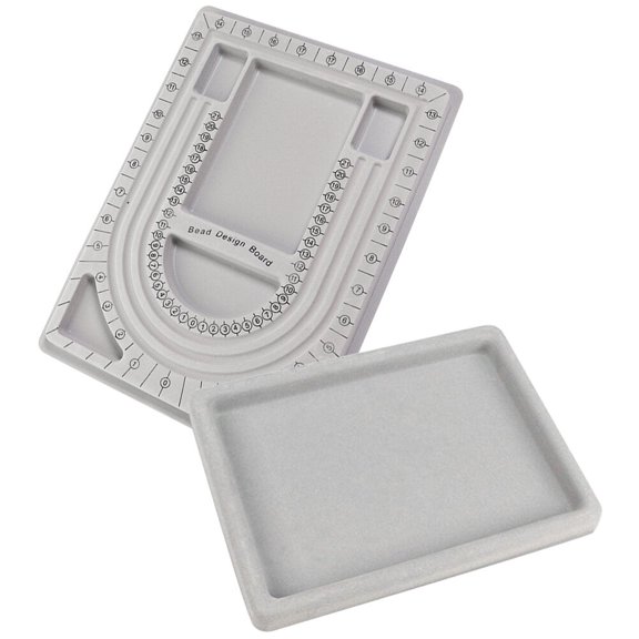 LOLIPPYY 2Pcs Light Grey Bead Design Boards for Jewelry Making with Groove Tray for Bead Storage