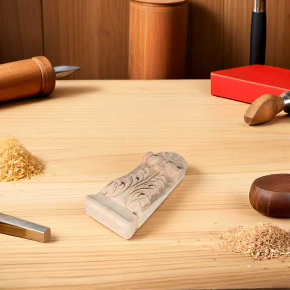 LOLIPPYY 2Pcs Light Yellow Carved Wood Corbels Decorative Brackets for Mantels Shelves and Cabinets