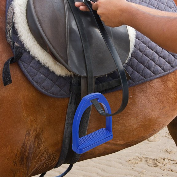 LOLIPPYY 2Pcs Lightweight Blue Plastic English Riding Stirrups with Shock Absorption Rubber Pad