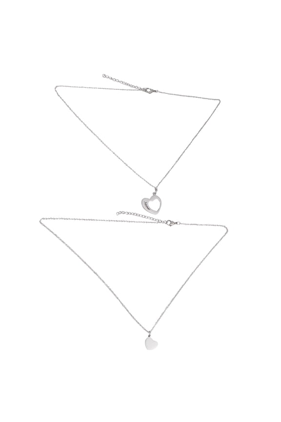 2-Pack Lightweight Heart Pendant Necklaces with Sentence Design for Women and Teens