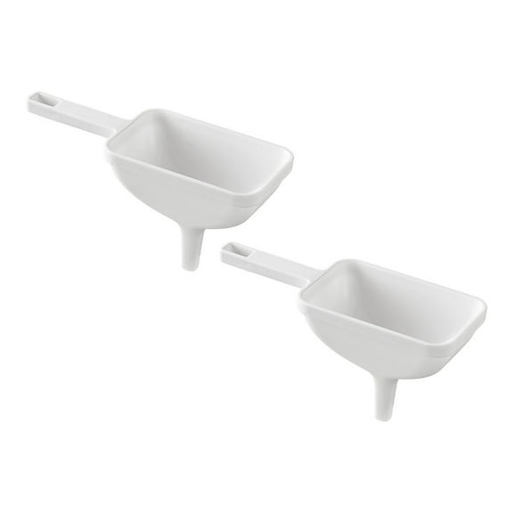 LOLIPPYY Set of 2 Lightweight White Plastic Funnels for Kitchen Liquid Filling, Transferring and Pouring