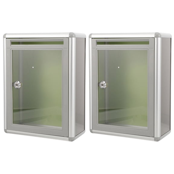 LOLIPPYY 2-Pack Locking Metal Wall Mailbox in Grey for Classroom, Office, Suggestion Box, Use