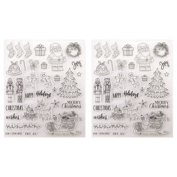 LOLIPPYY 2Pcs Lovely Christmas Theme Transparent Stamps Scrapbooking Stamps