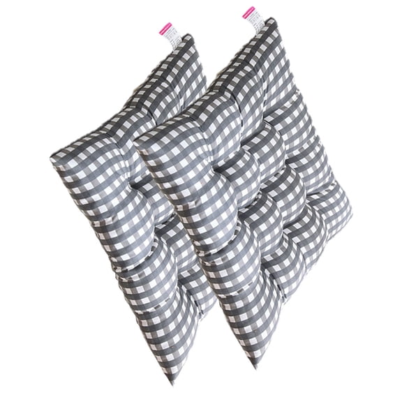 LOLIPPYY 2Pcs Lovely Cushion Grey Grid Design Thicken Seat Pads for Home Use