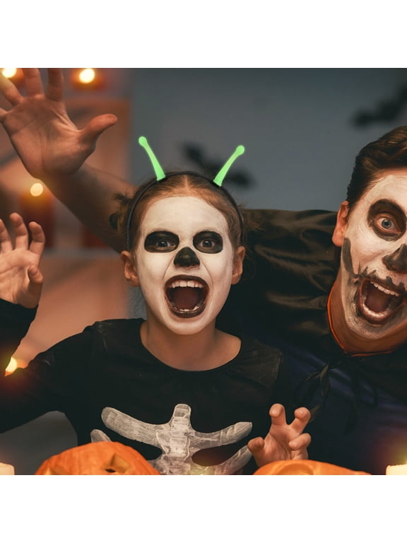 Luminous Alien Headband Green Plastic Party Costume Accessory 2Pcs