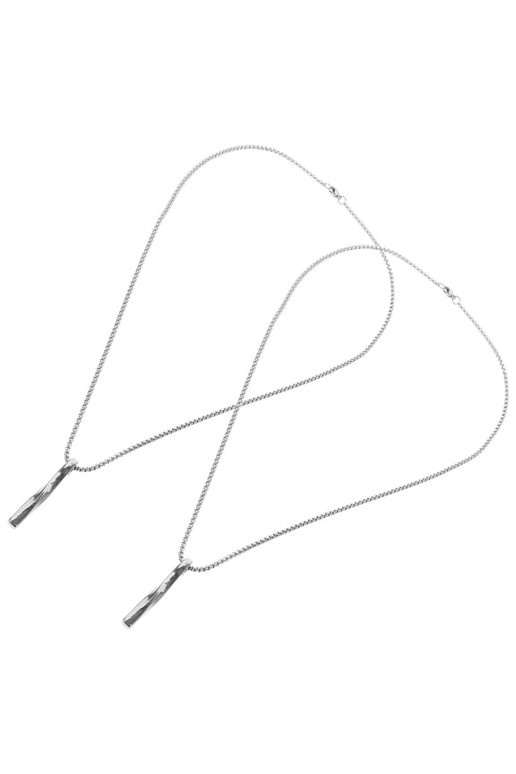 2Pcs Mens Hip Hop Necklace Metal Neck Chain Punk Style Necklace