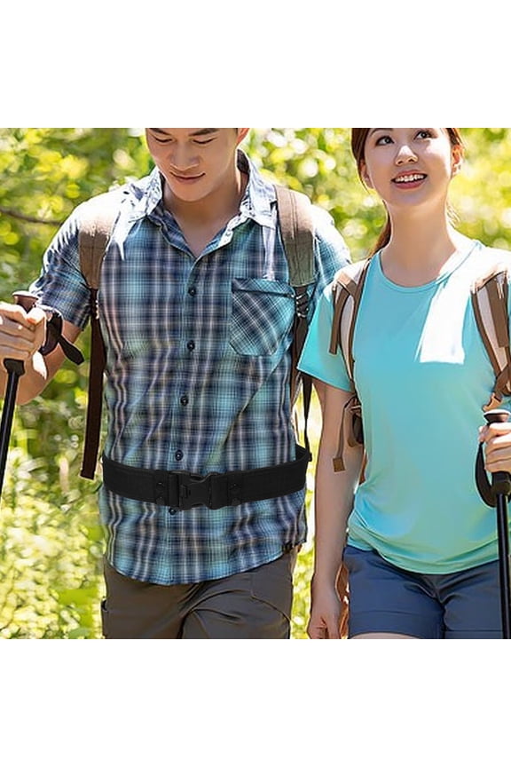 2Pcs Mens Work Belt Tactical Canvas Black Adjustable Hiking Gear Storage