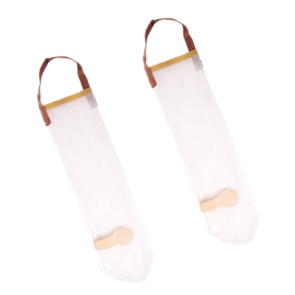 LOLIPPYY Set of 2 Breathable Mesh Onion Bags with Hanging Storage Organizer, Produce Bags for Kitchen and Pantry