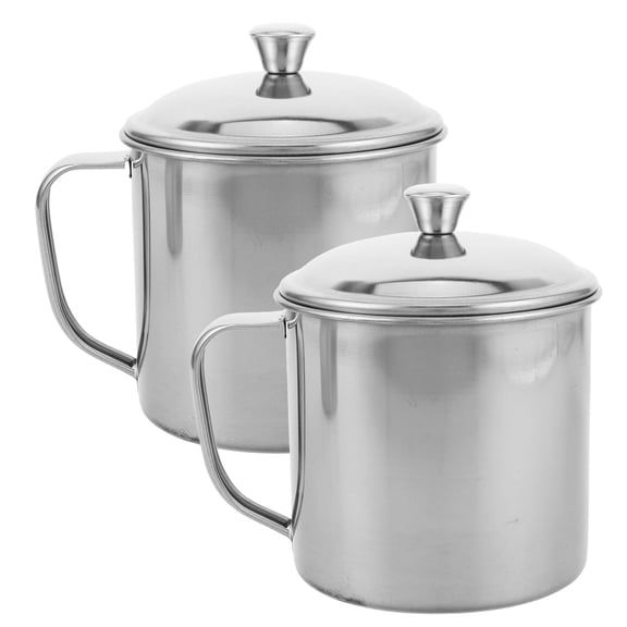 LOLIPPYY 2Pcs Metal Coffee Cups Stainless Steel Mugs with Handle Ideal for Home Camping and Travel Silver