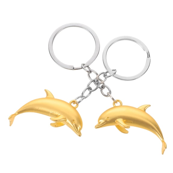 LOLIPPYY 2-Pack Metal Dolphin Keychains with Detailed 3D Ocean Animal Design for Travel, Bags, and Accessories