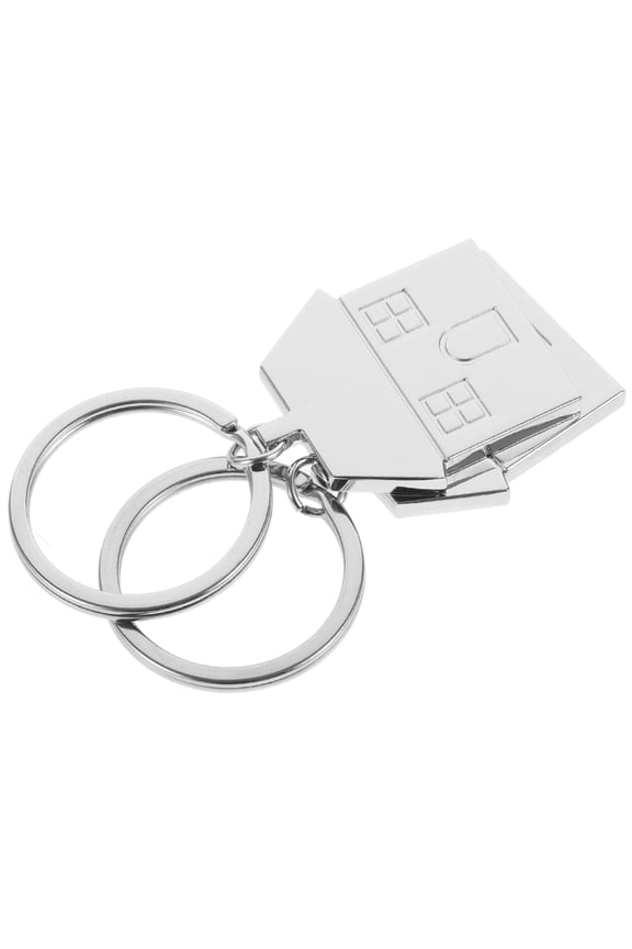 2Pcs Metal House Key Chain with Creative Design for Hanging Keys and Bags