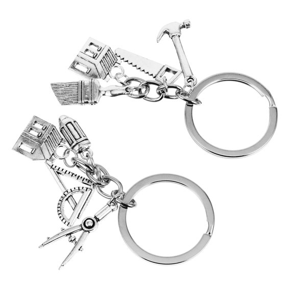 LOLIPPYY 2Pcs Metal Key Chain with Unique Hammer Ruler Design Multifunctional Key Holder