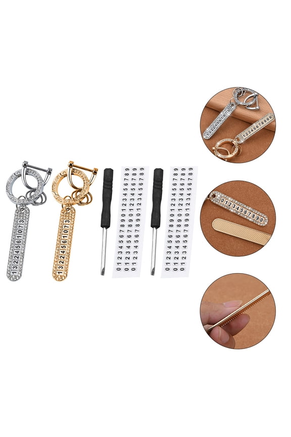 Number Plate Keychains Light Weight Compact Size Rhinestone 2Pcs