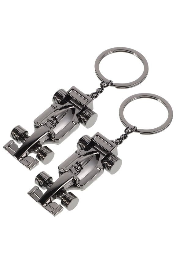 2-Pack Black Metal Racing Car Keychains Stylish Key Holders with Unique Hollow Design for Car Enthusiasts