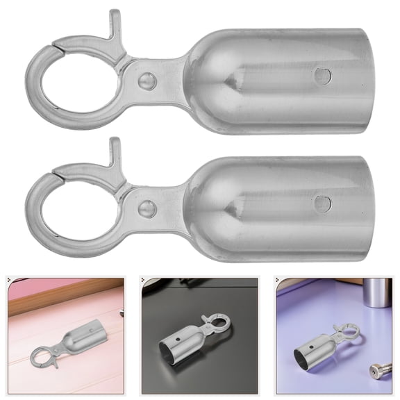 LOLIPPYY 2-Pack Metal Rope End Caps for Cord Stopper, Secure Hook Connectors for Outdoor Barrier and Rope