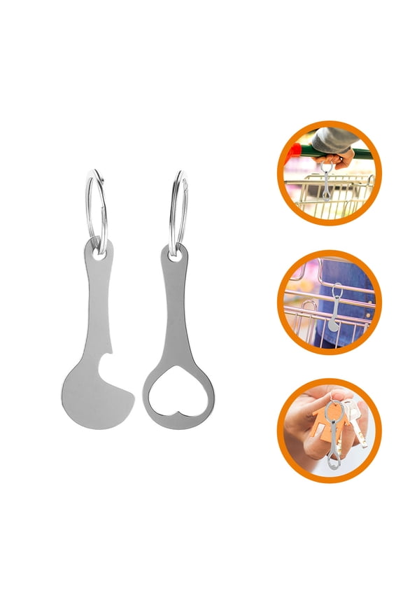 2Pcs Metal Shopping Tokens Keychain Stainless Steel Daily Use