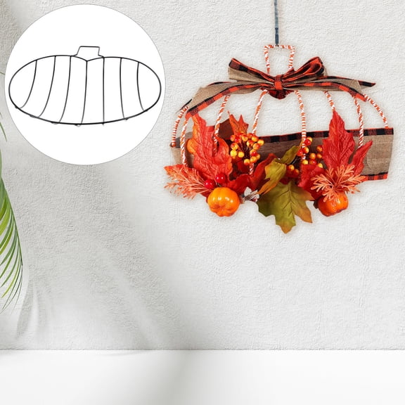 LOLIPPYY 2Pcs Metal Wire Floral Pumpkin Wreath Frame for Indoor Outdoor Autumn Decor