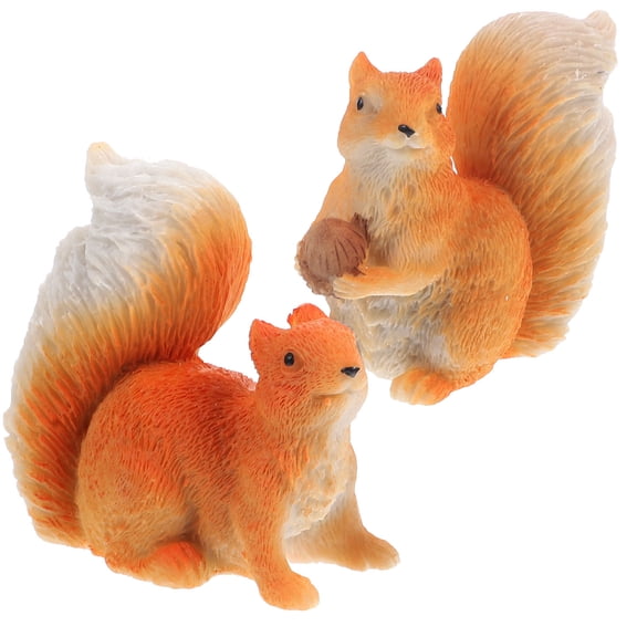 LOLIPPYY 2Pcs Micro Landscape Squirrel Ornament Resin Garden Decoration Hand Painted Assorted Color