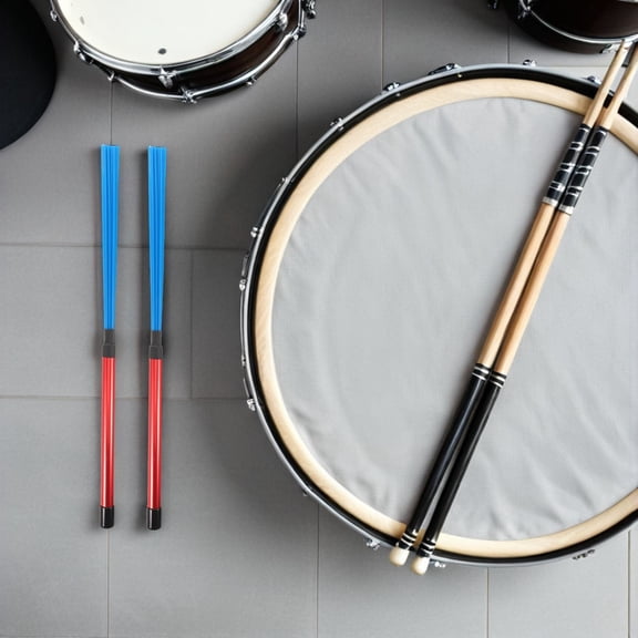 LOLIPPYY 2-Pack Multi-Color Jazz Drum Brushes and Sticks Bundle for , Snare Drum, Percussion Sets