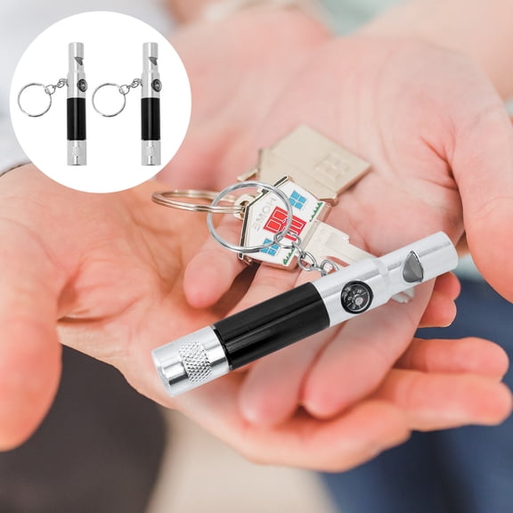 LOLIPPYY 2-Pack Multi-Functional Whistle Compass with LED Light Black Aluminum for Outdoor Survival and Life Saving Gear