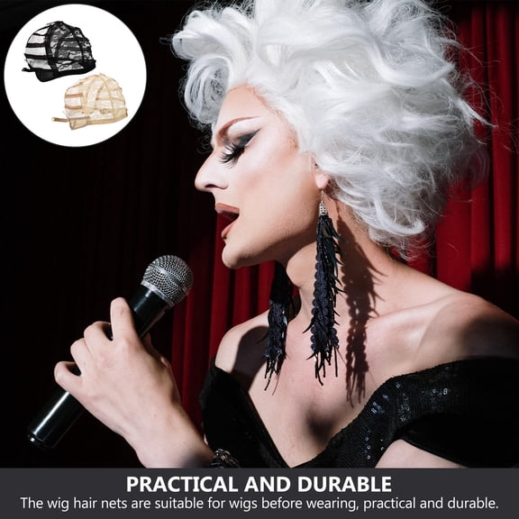 LOLIPPYY 2Pcs Multi Functional Wig Mesh Caps Elastic Breathable Hair Care Tools for Wig Use