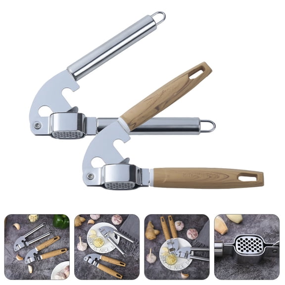 LOLIPPYY 2Pcs Multifunction Garlic Presser and Slicer Made from Stainless Steel for Kitchen