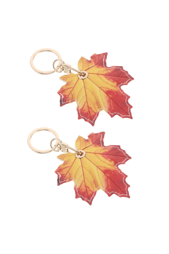2Pcs Multifunctional Leaf Keyring Keychain with Access Card Holder for Backpack and Handbag