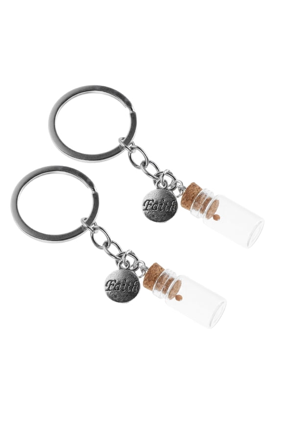 2Pcs Mustard Seed Glass Vial Keychain for Inspirational Christian Presents and Faith Reminder