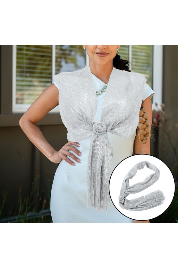 2Pcs Netting Shawl Grey Polyester Decorative Accessory For Evening Party Prom