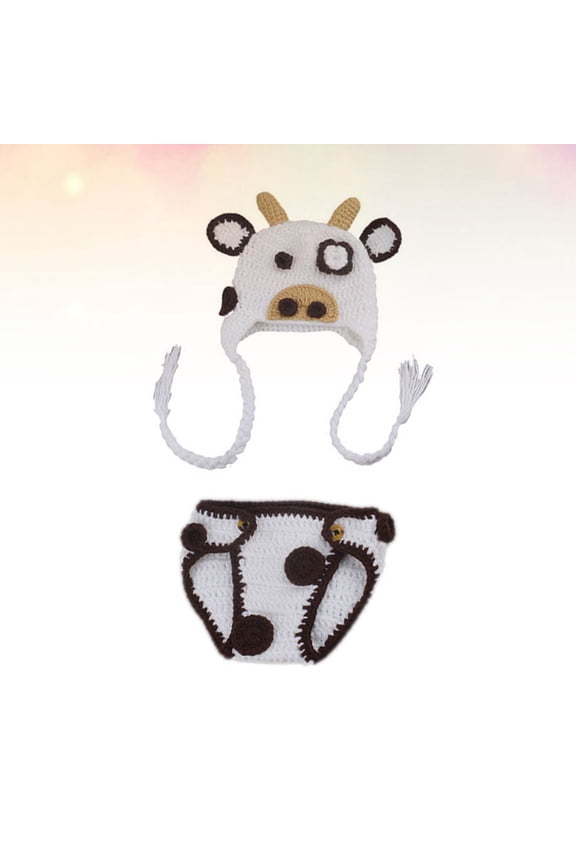 2-Piece Newborn Baby Boy Photoshoot Outfit Wool Coffee for Parent-Child Interactive Play