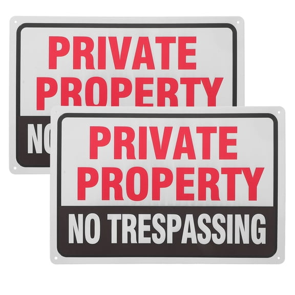 LOLIPPYY 2Pcs No Trespassing Sign Metal Waterproof Outdoor Private Property Warning Security Caution Labels