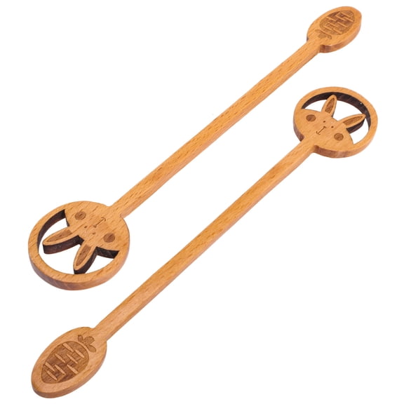 LOLIPPYY 2Pcs Novelty Wooden Spoon for Easter Themed Party and Restaurant