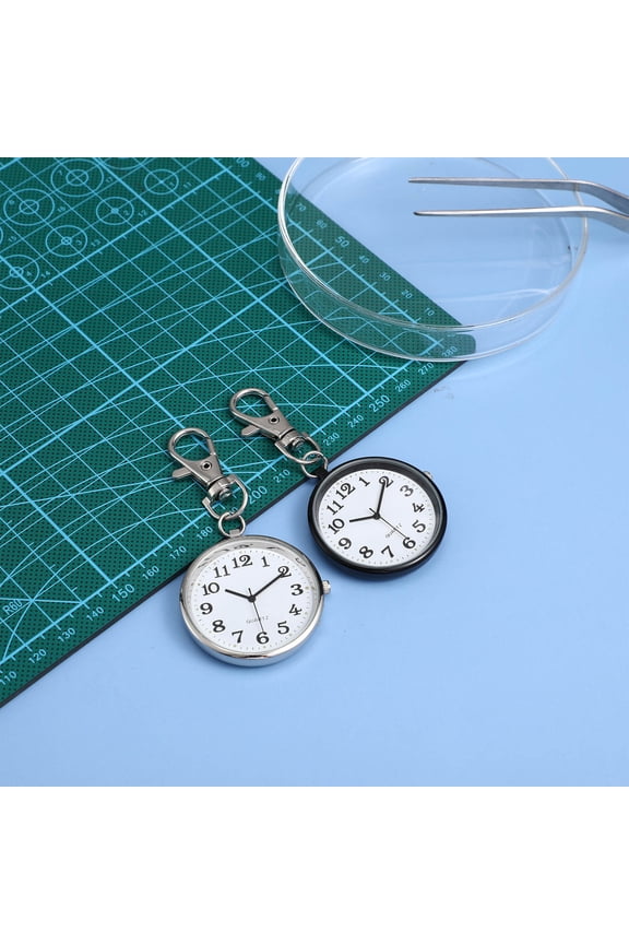 2Pcs Nursing Pocket Watch Quartz Pocket Watch Key Fob for Daily Use with Stainless Steel