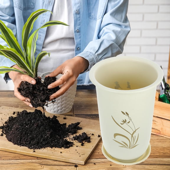 LOLIPPYY 2Pcs Orchid Pots Resin White Simple Color for Orchids and Mint Courtyards