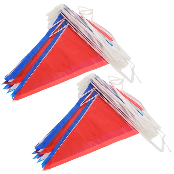 LOLIPPYY 2Pcs Outdoor Triangle Pennant Banner in Red White Blue for Festive Celebrations
