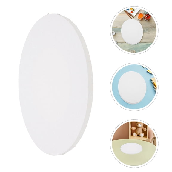 LOLIPPYY 2Pcs Oval Canvas Panels with Wood Frame White Blank Canvas for Painting Acrylic and Oil Art