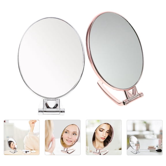 LOLIPPYY 2Pcs Oval Shape Foldable Makeup Mirrors Assorted Colors Desktop Mirrors for Bedroom Use